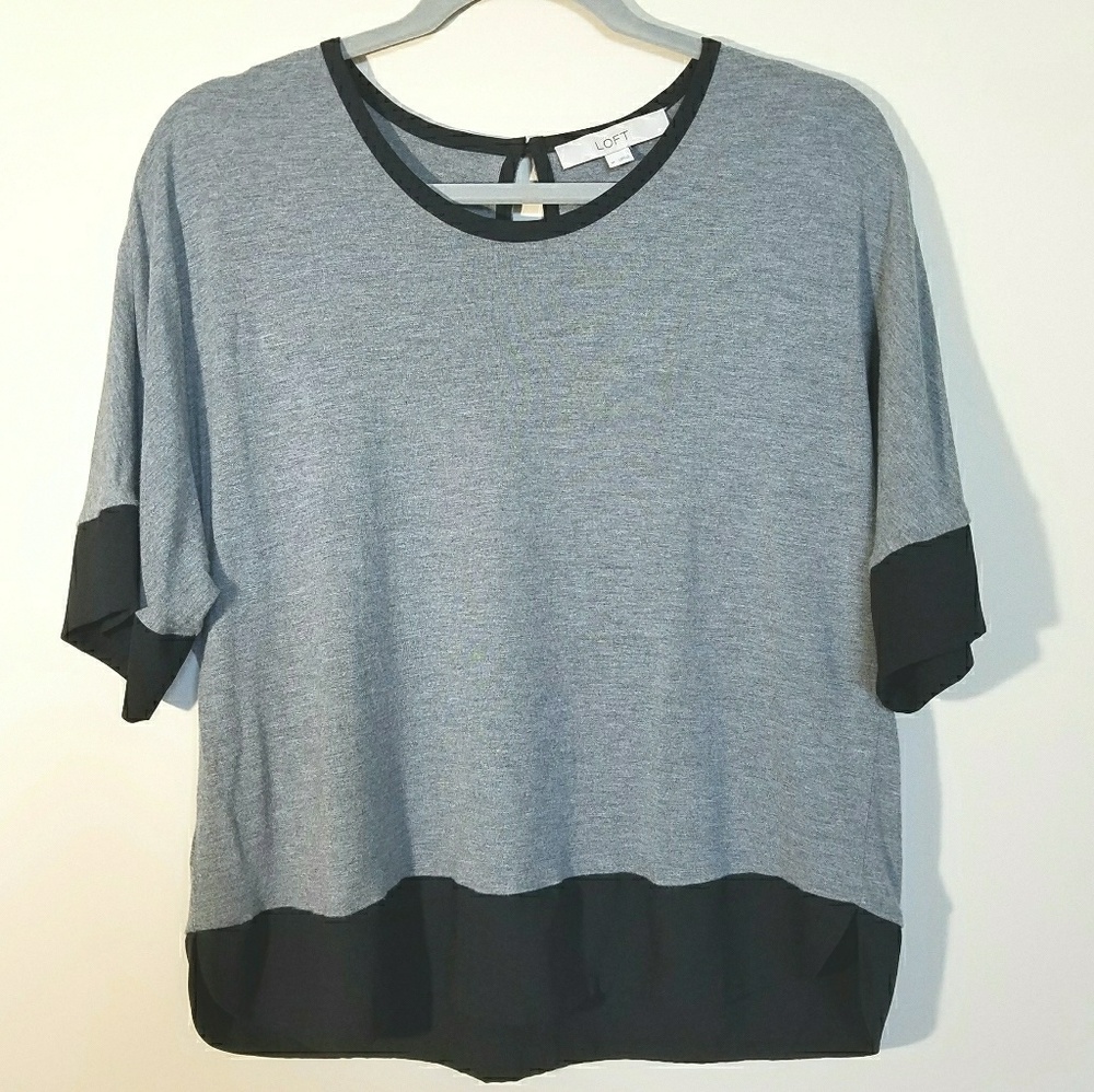 [LOFT] Gorgeous Gray with Black Trim Blouse